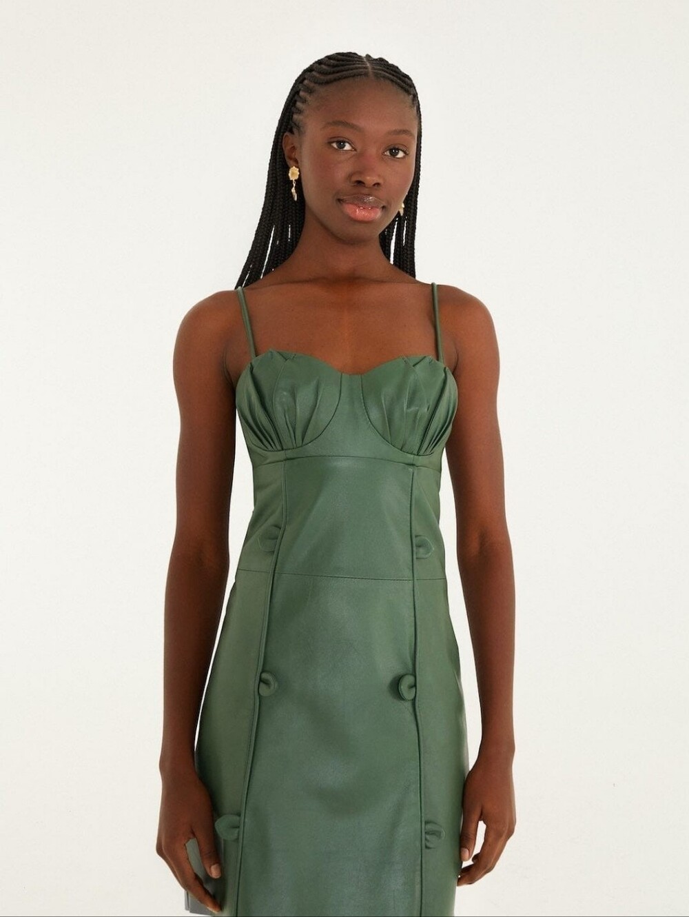 NWT FARM Rio Green 3D Flower Leather Mini Dress Size Large